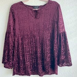 long sleeve blouse/ velvet paisley print